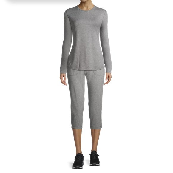 🌟FREE🌟Athletic Works Women's Core Knit Capris Grey Heather Lounge Sweatpants S - Picture 4 of 6